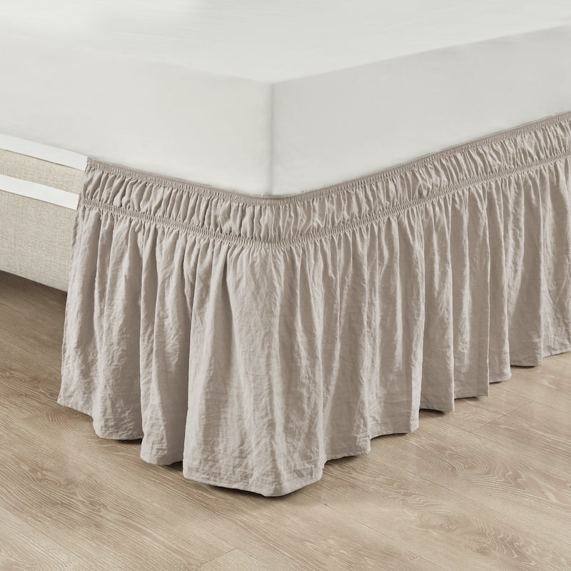 Lush Decor Ruched Ruffle Elastic Easy Wrap Around Bedskirt - Twin/Twin-XL/Full - Neutral