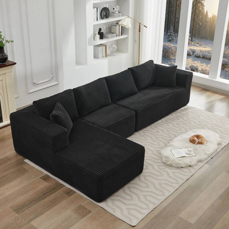 106" Cloud Sectional Couch L-Shape With Left Facing Chaise,Deep Seat Modern Modular Sofa For Living Room,No Assembly Required