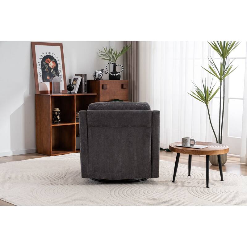 Modern upholstered Large swivel chair linen fabric comfortable to sit