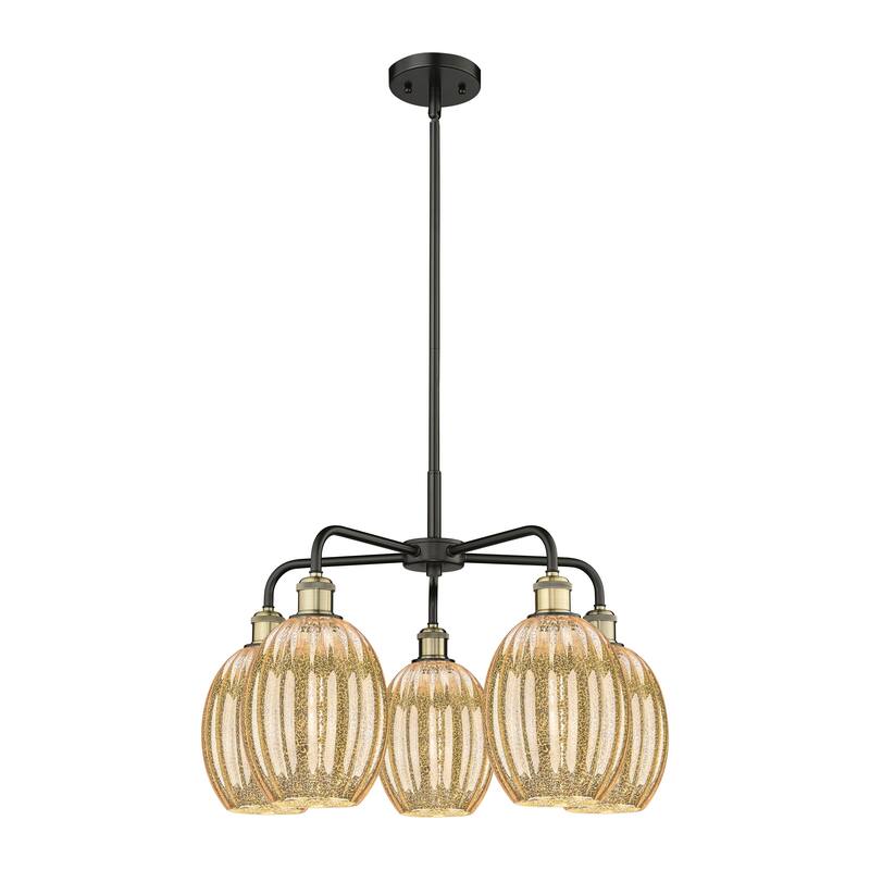 Innovations Lighting Endless Possibilities Ballston - Preston - 5 Light 25" Bulb Shade Stem Hung Chandelier - Mercury/Black Antique Brass