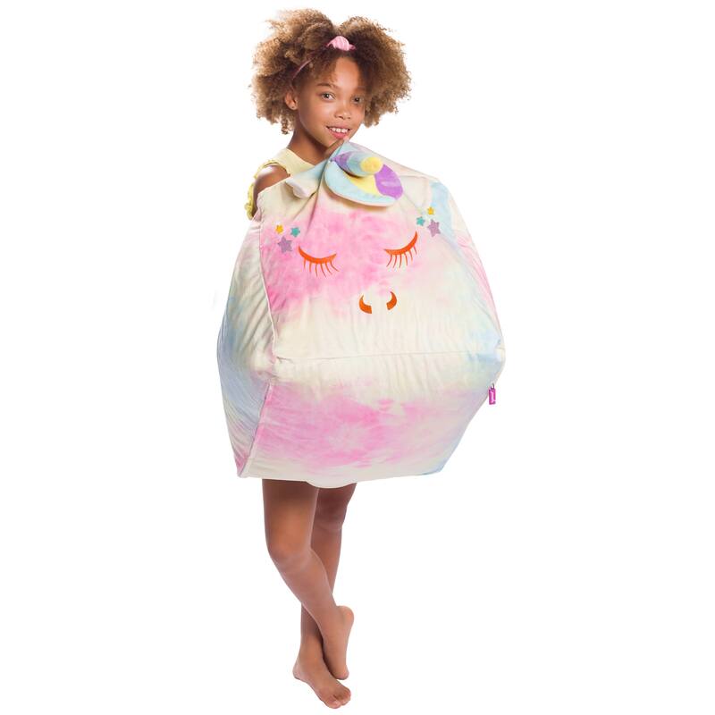 Stuffed Animal Storage Bean Bag Chair Cover only for Kids, Toy Holder
