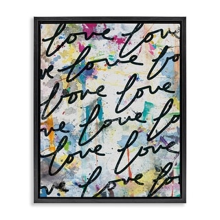Stupell Love Words Pattern Framed Floater Canvas Wall Art Design By ...