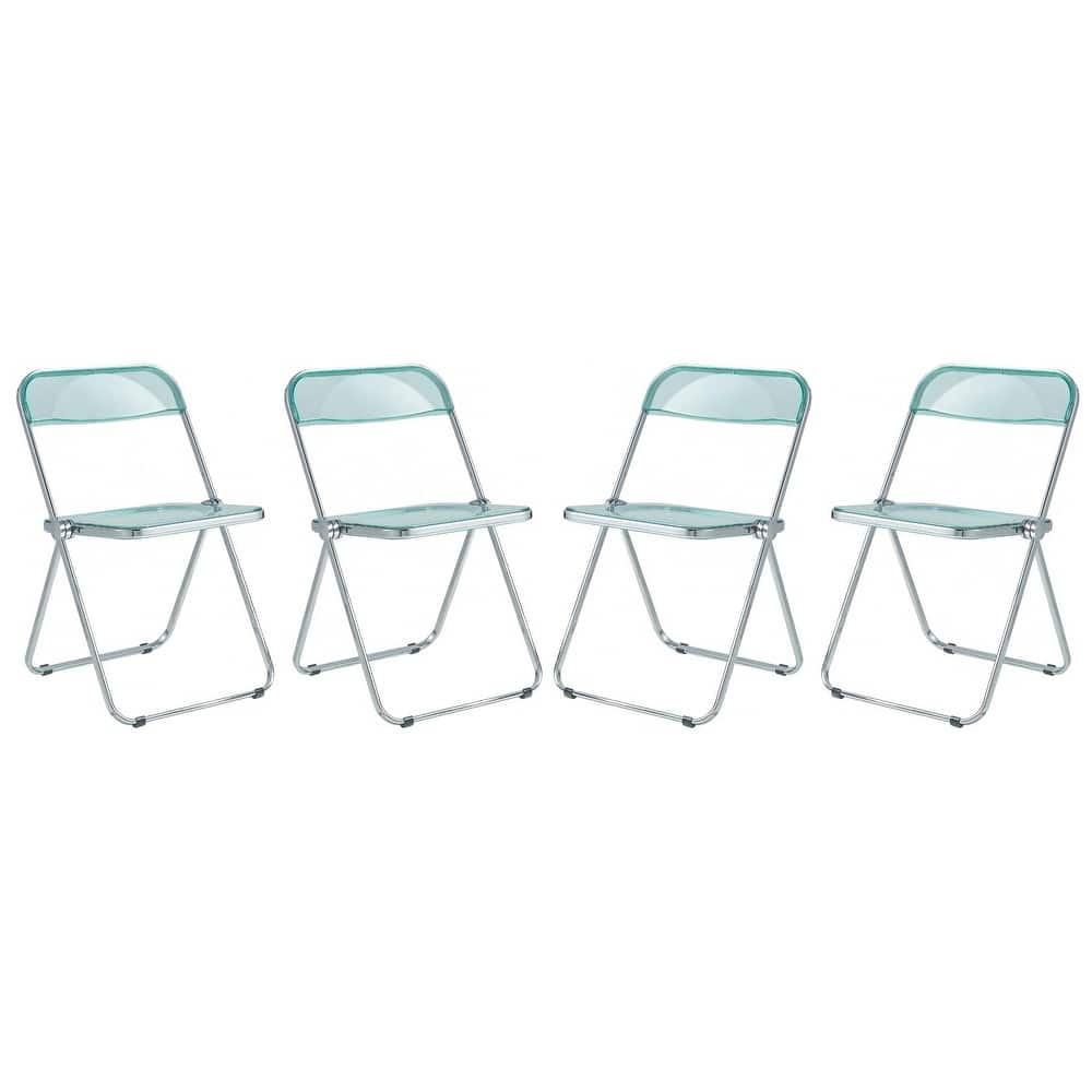 Acrylic Folding Dining Chair with Chrome Frame Set of 4 Lawrence Series by LeisureMod
