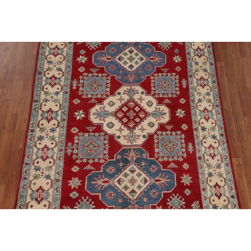 Oriental / Geometric Kazak Area Rug Handmade Wool Carpet - 5'6" x 8'2"