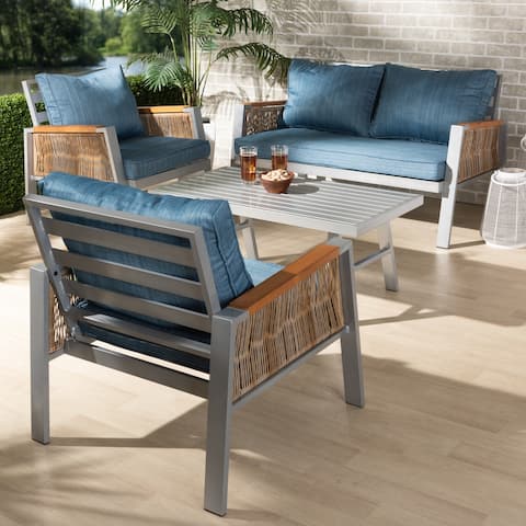 Nicholson Modern and Contemporary 4-Piece Outdoor Patio Lounge Set