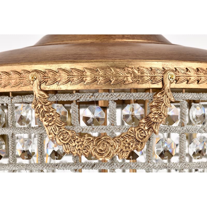 Antiqued 4-Light Glam Chandelier with Crystal Beaded for Living Room