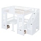 preview thumbnail 11 of 18, Modern Design Full Over Full Bunk Bed with Changeable Table,Solid Wood Construction and Storage Staircase