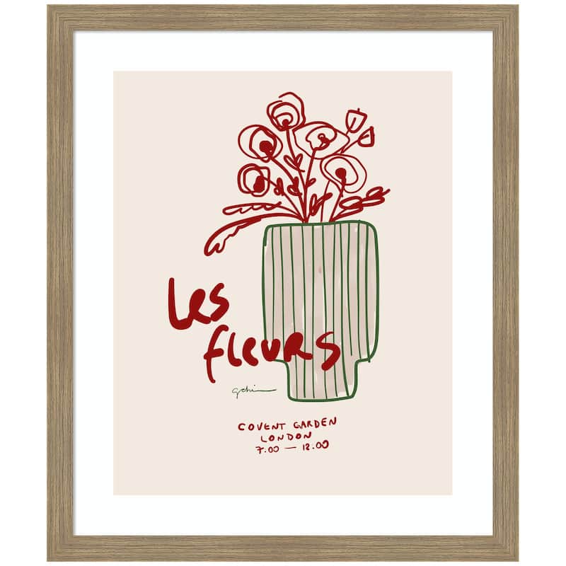 Kate and Laurel Les Fleurs by Gabrielly Guedes Framed Wall Art Print - 22x26 - Brown