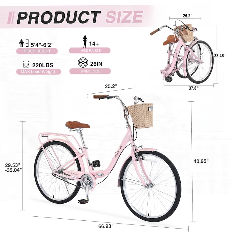 26 Inch Single Speed Folding Lady Bike