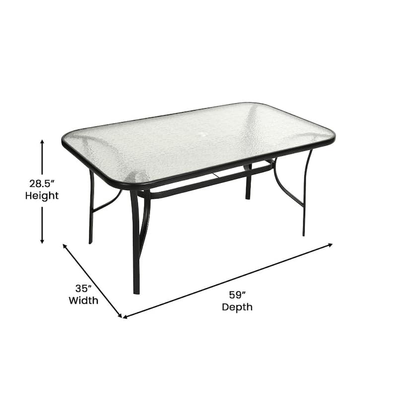 7 Piece Patio Dining Table and Chairs Set with Glass Table and 6 Chairs