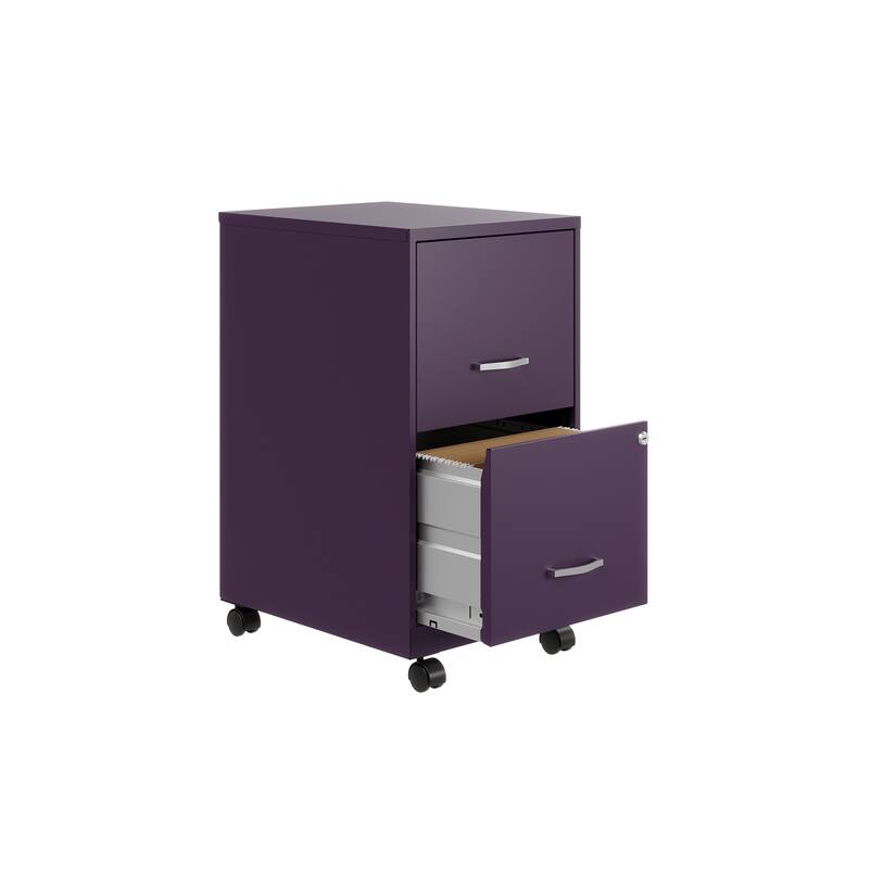 Space Solutions 18" 2 Drawer Mobile Smart Vertical File Cabinet, Teal