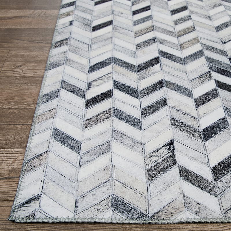 Dream Decor Rugs Steppe Seine Ivory Chevron Non Skid Area Rug