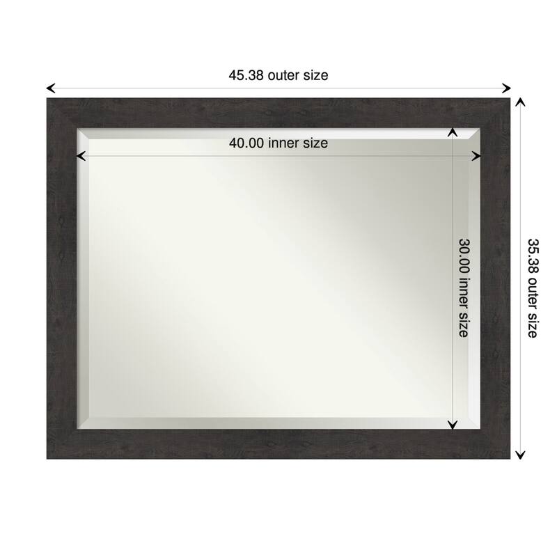 Beveled Wall Mirror - Rustic Plank Espresso Frame - 45.5 x 35.5-inch - Rustic Plank Espresso