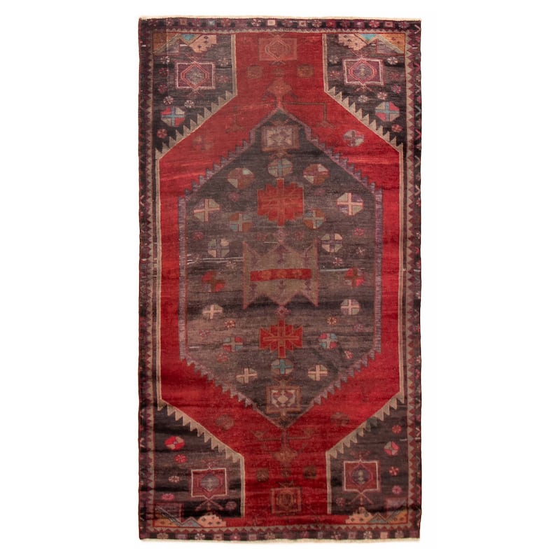 ECARPETGALLERY Hand-knotted Anatolian Vintage Red Wool Rug - 4'5 x 8'5 - Dark Red - 4'5 x 8'5