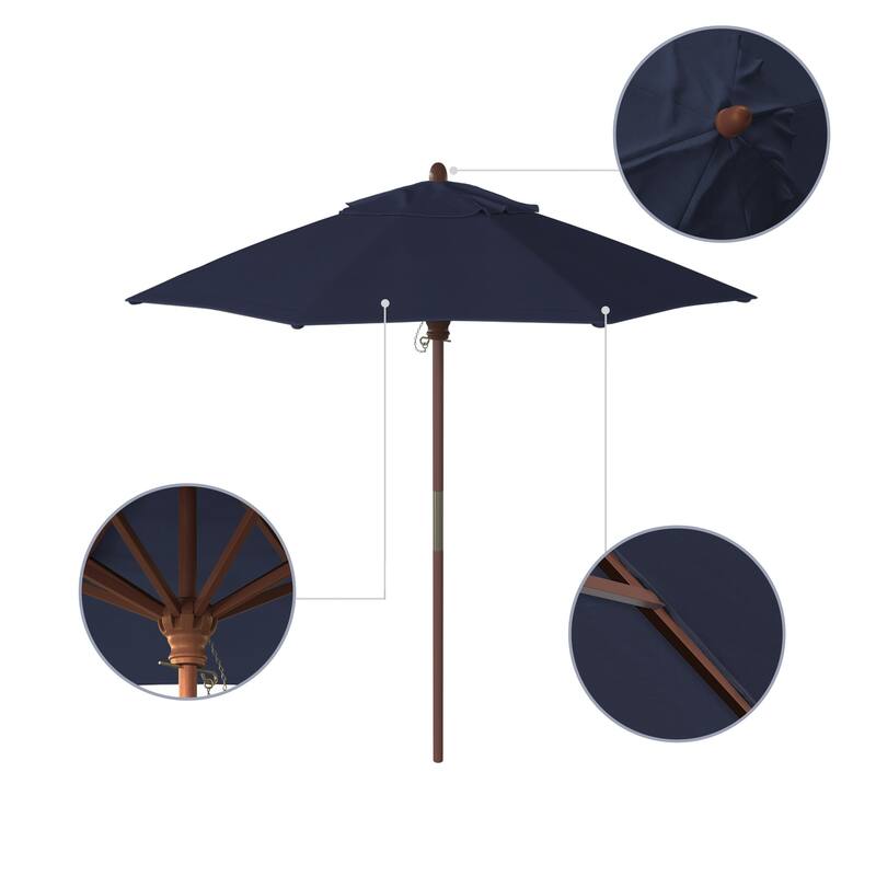 Port Lavaca 7.5ft Round Wood Umbrella by Havenside Home, Base Not Included