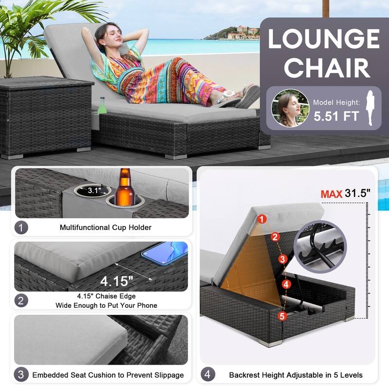 FINCATI 11 Pieces Patio Furniture Set Outdoor Sectional Sofa with Firepit Table