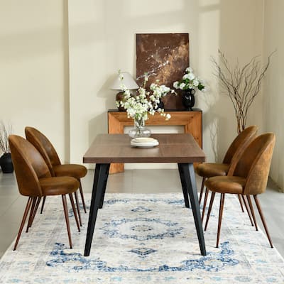Homy Casa 5-Piece Modern Dining Set with Rectangular Table and 4 Upholstered Chairs
