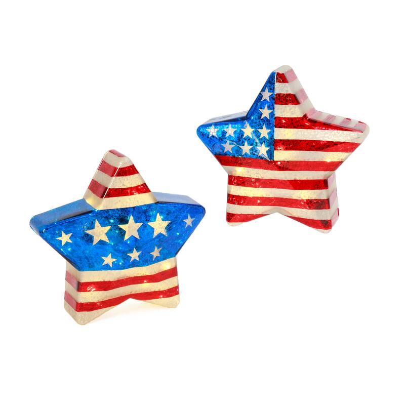 10.6 Illuminating Glass Americana Star Set of 2
