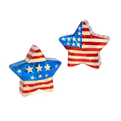 10.6 Illuminating Glass Americana Star Set of 2