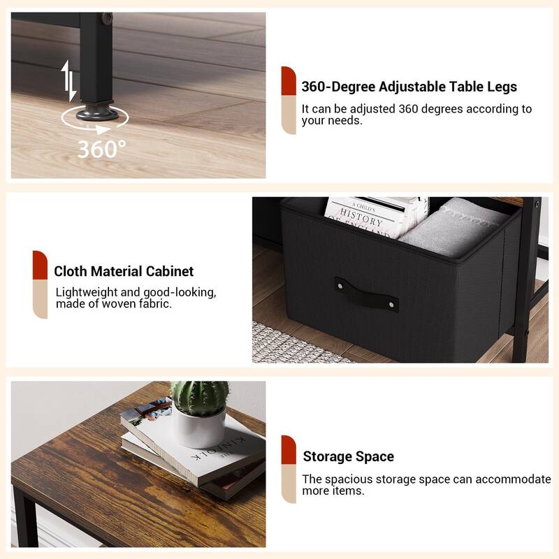 TV Stand Dresser for Bedroom with 3 Fabric Drawer Entertainment Center for 55 Inch Television