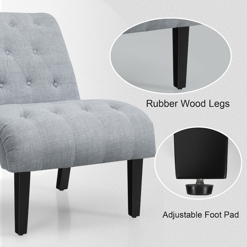 Gymax Armless Accent Chair Upholstered Tufted Lounge Chair Wood Leg - 38.5'' x 27.5'' x 33''