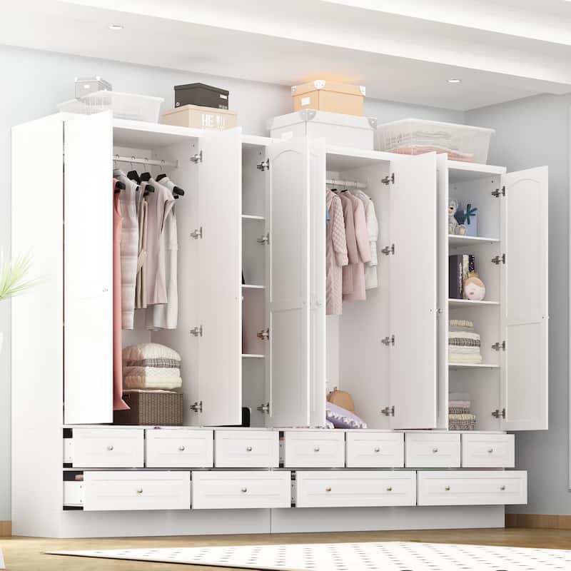 78.7"H Combo Twin Wardrobe Set Elegance Meets Utility Armoires Closet