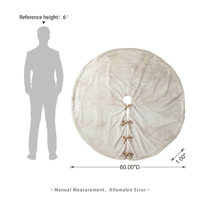 Glitzhome 48"D or 60"D Soft Fake Rabbit Fur Christmas Tree Skirt