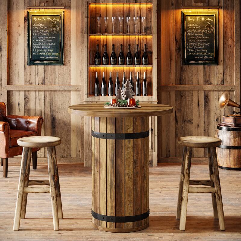 Round Bar Table, Bistro Pub Table for Kitchen (Only Table)