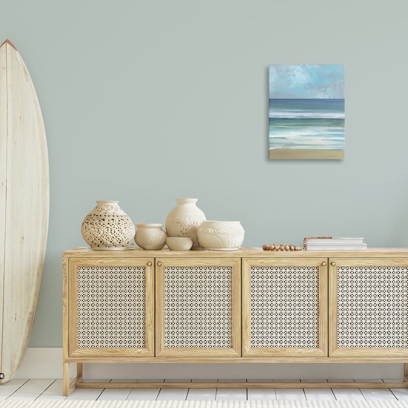 Stupell Calming Blue Waves Impression Canvas Wall Art Design By Sally Swatland