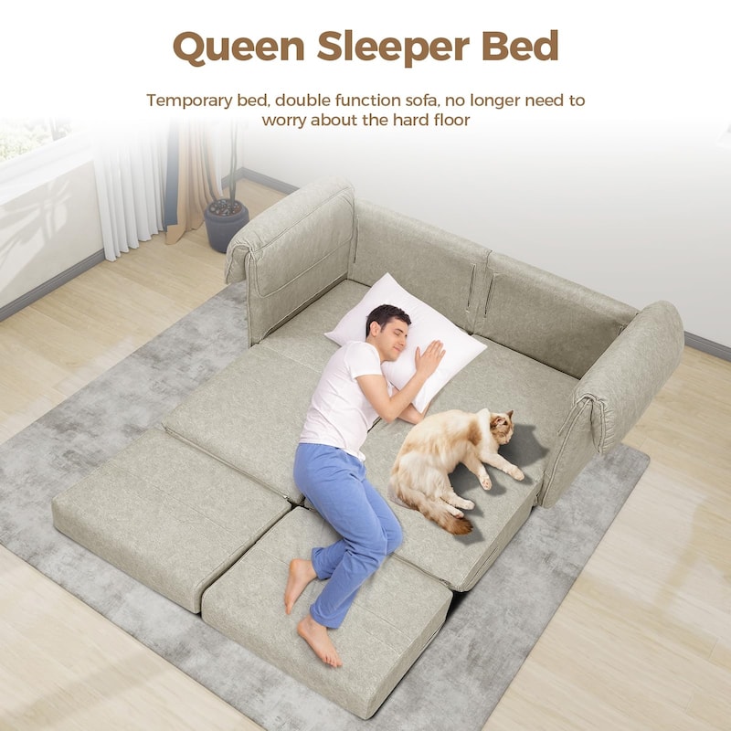 65" Loveseat Sleeper Sofa, Convertible Couch Bed Loveset Small Couchs for Living Room
