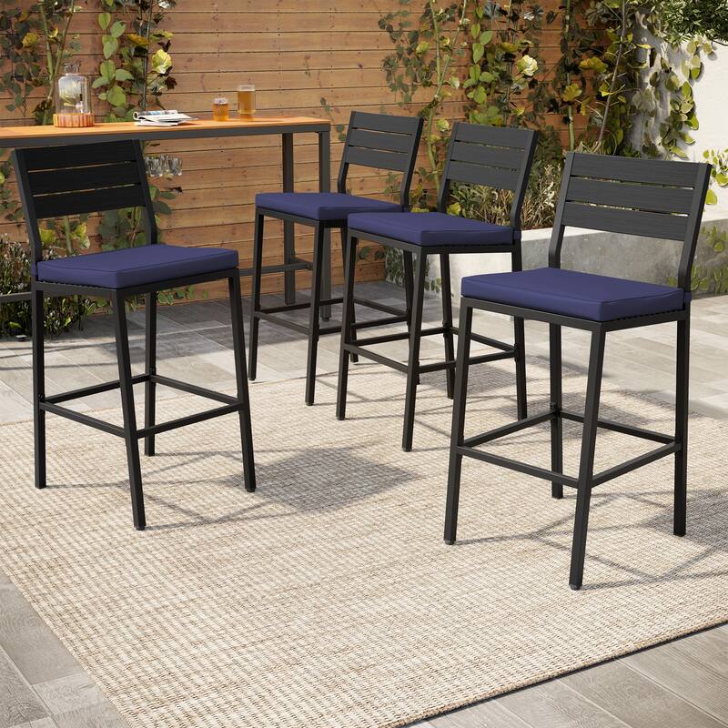 Pellebant Outdoor 2 or 4PCS Barstools with Cushion - 15.9 in D x 17.3 in W x 40.2 in H