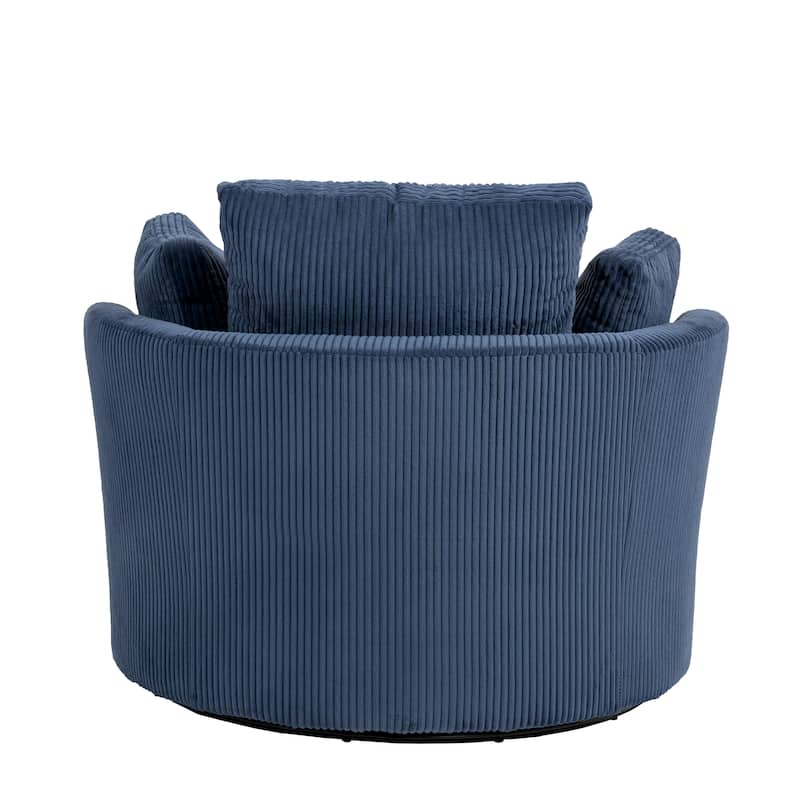Indoor Corduroy Swivel Chair with Pillows