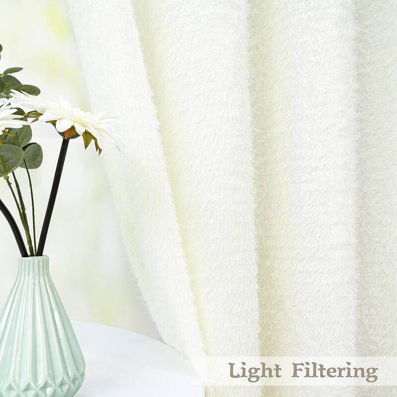DriftAway Plush Semi Sheer Curtain Drapes - 52" Width X 84" Length