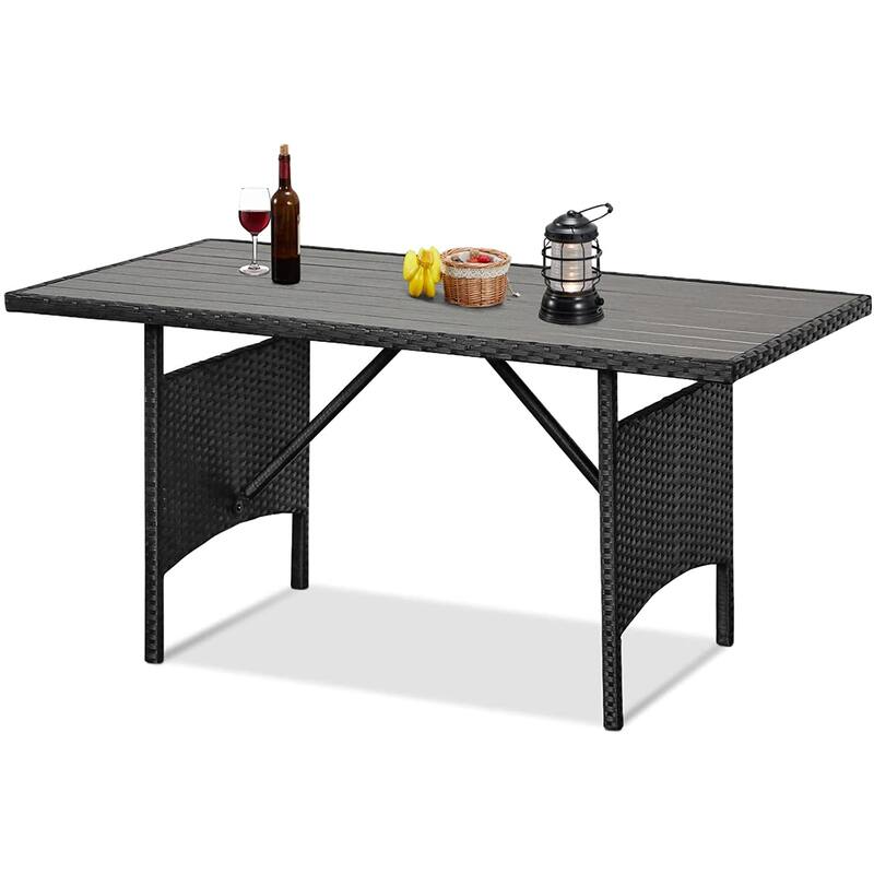 AECOJOY Outdoor Rectangle Wicker Dining Table