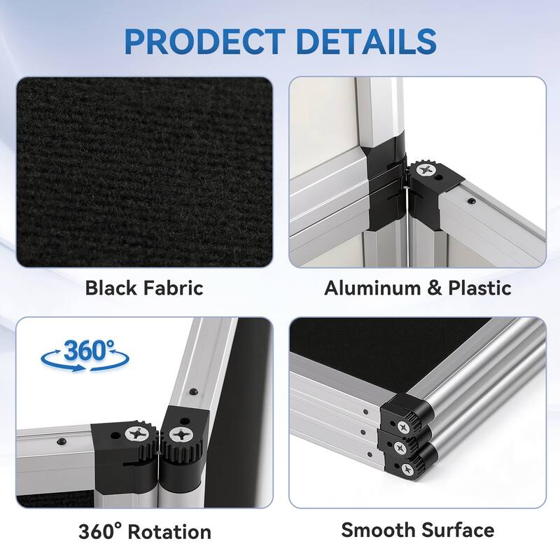 Foldable 3+1 Bulletin Board, Aluminum Foldable Display Board