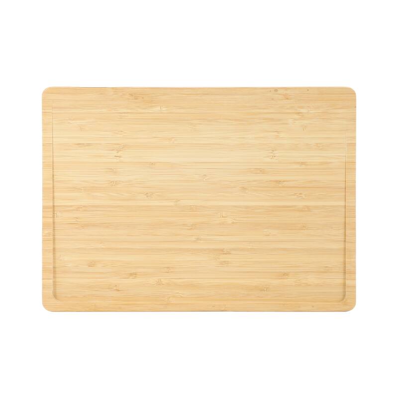 MegaChef 3 Piece Bamboo Cutting, Prep and Serving Boards with Slanted Juice Groove
