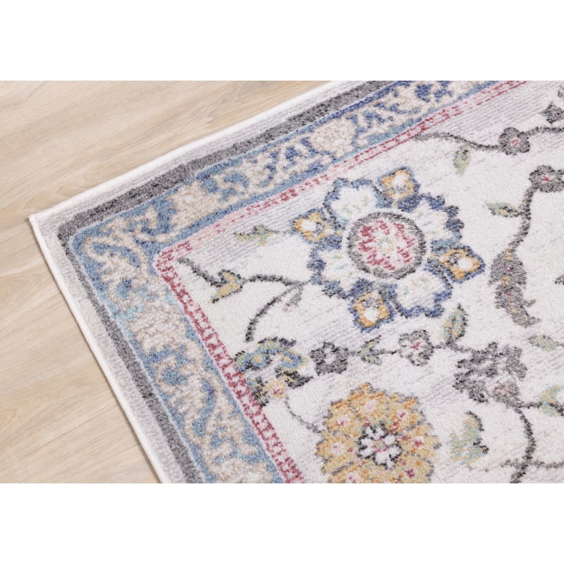 Fitzgerald Collection - Pink/Yellow/Grey/Blue Classic Floral Rug