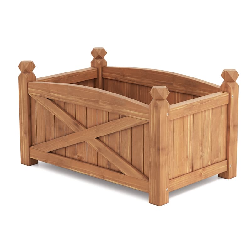 Gymax Wooden Raised Garden Bed Elevated Outdoor Planter Box w/