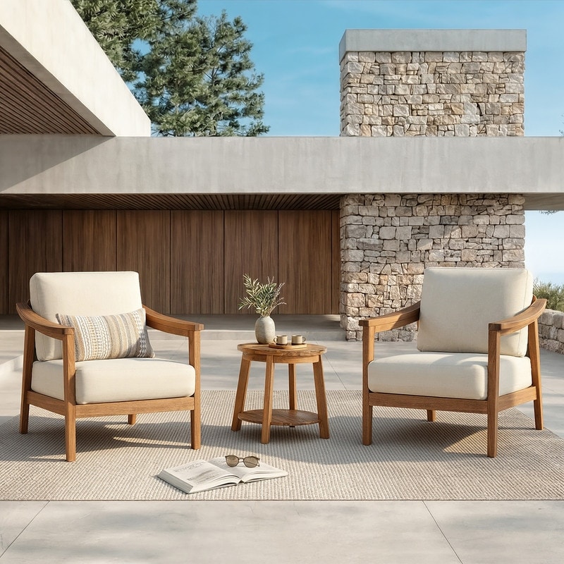 Spruce & Spring Outdoor Wood Patio Furniture Accent Chair Side Table