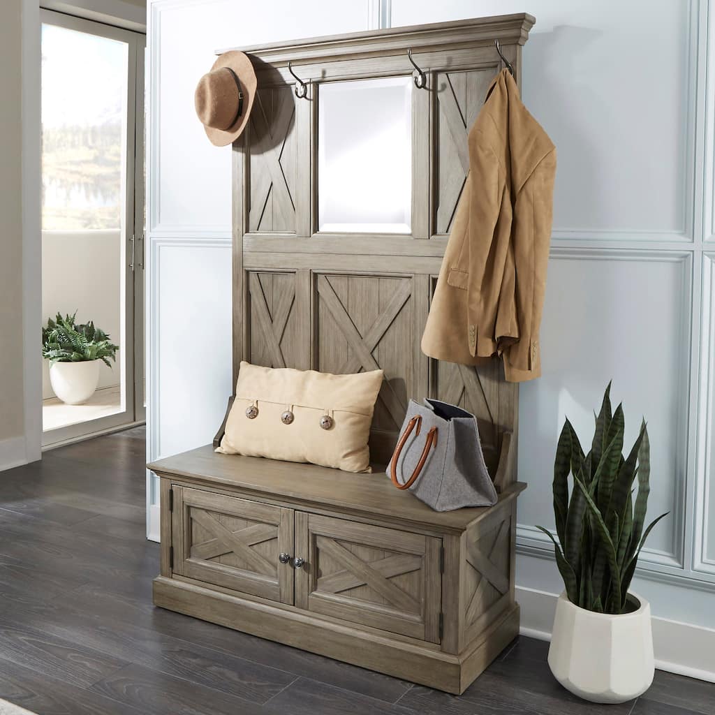 Mountain Lodge Gray Wood Hall Tree - 45" x 74" x 19"
