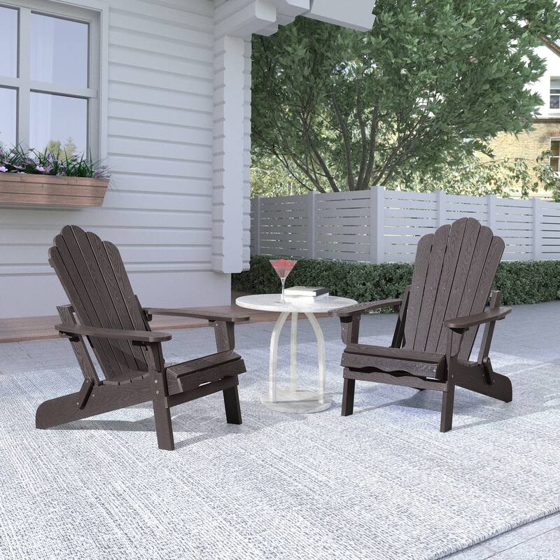 Haven Poly Resin Plastic Folding Adirondack Chair (Set of 2) - Espresso Oak