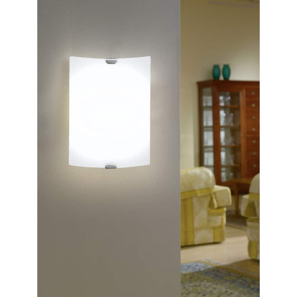 Eglo Fondo 1-light Matte Nickel Wall Light with Frosted Opal Glass