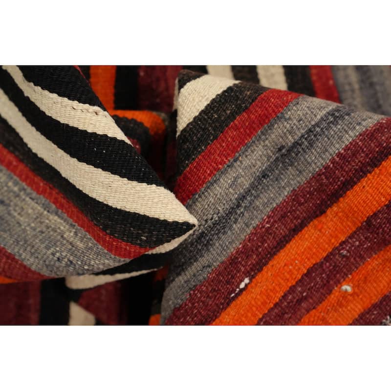 Hand Woven Oriental 100% Wool Carpet Southwestern Geometric Oranges & Rust Kilim Area Rug - 10' 9'' X 4' 10''