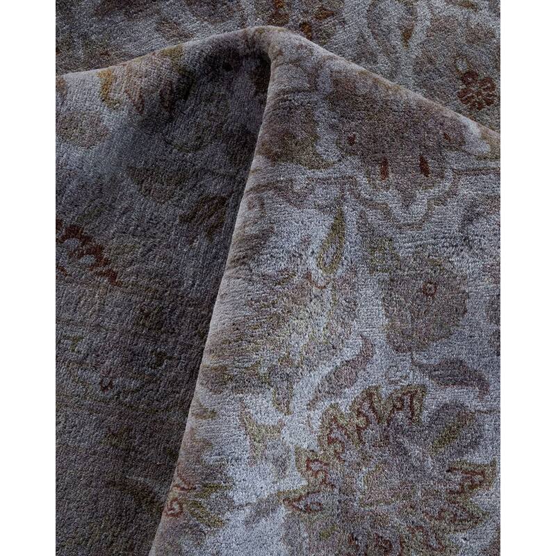 Overton Hand Knotted Wool Vintage Inspired Modern Contemporary Overdyed Gray Area Rug - 9' 3" x 11' 10"