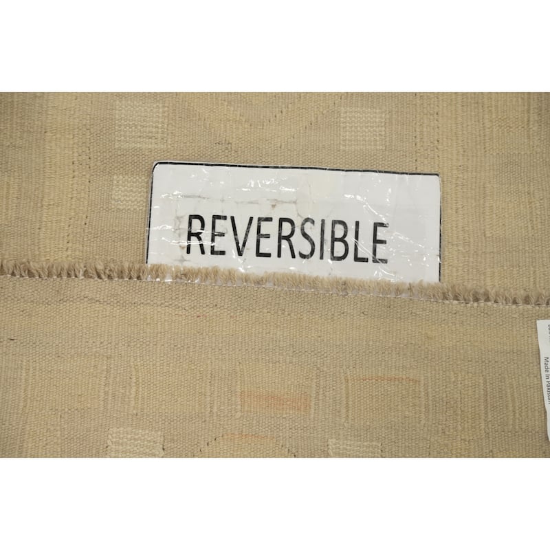 Hand Woven Oriental 100% Wool Carpet Southwestern Tribal Beige & Ivories Kilim Area Rug - 3' 9'' X 2' 1''