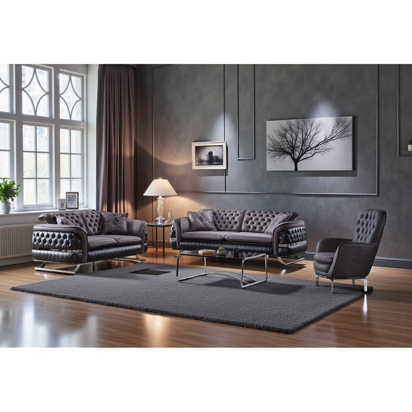 Oak & Stone 2 Pieces Living Room Sets 1 Sofa 1 Loveseat
