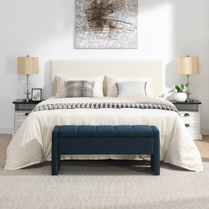 Modern Bed End Bench with Storage,Upholstered Large Foot Rest Stool, Comfy Window Vanity Bench for Living Room,Bedroom