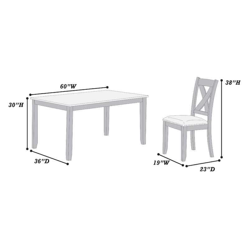 Carla 7pc Dining Table Set 6 Chairs, Nailhead Trim, Farmhouse Gray Wood