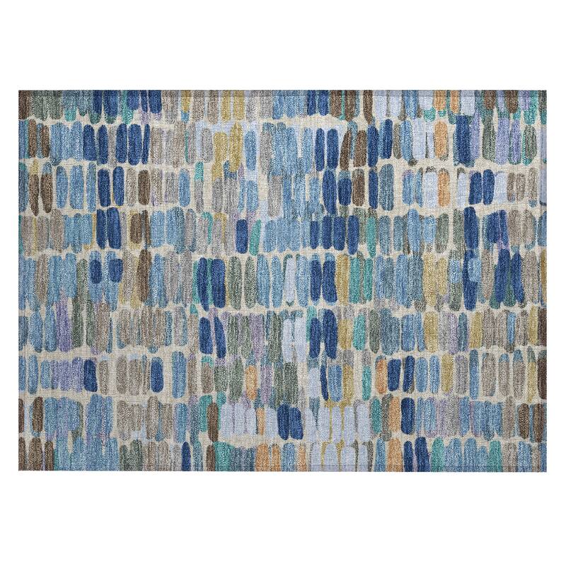 Machine Washable Indoor/ Outdoor Modern Caps Chantille Rug
