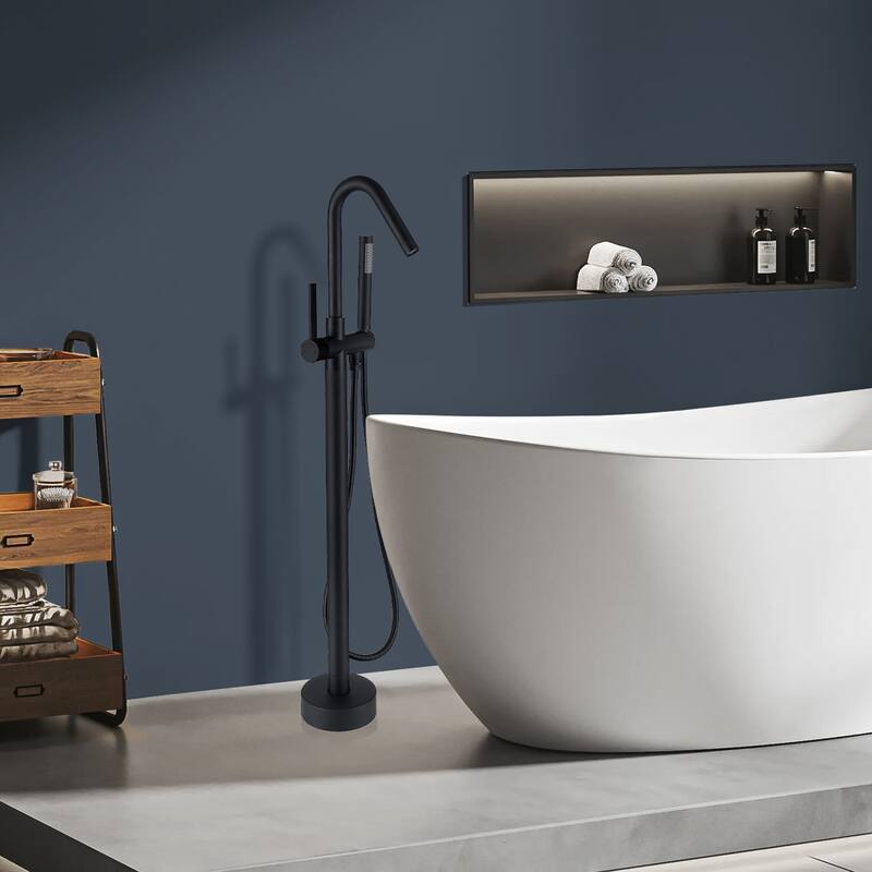 Topcraft Floor Mounted Bathtub Filler with Handheld Showerhead